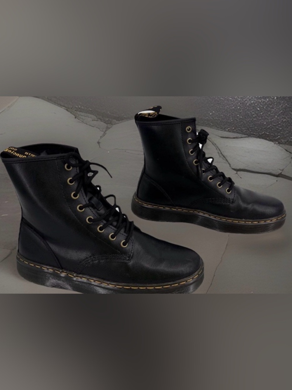 Doc Martens Black Biker Leather Lace-Up Ankle Boots * Unisex *